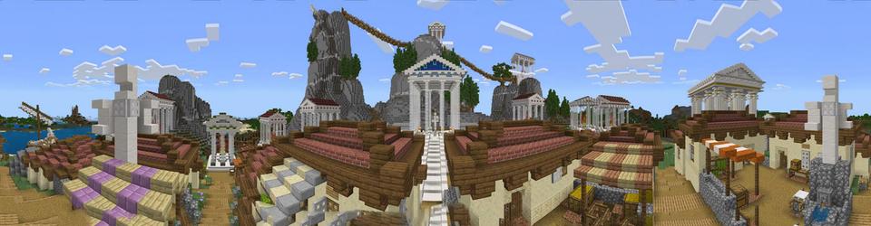 Panorama of the Minecraft Bedrock Marketplace product Greek Island created by BLOCKLAB Studios.