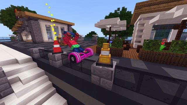 Screenshot of the Minecraft Bedrock Marketplace product Hoverboards created by BLOCKLAB Studios.