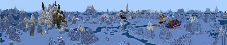 Panorama of the Minecraft Bedrock Marketplace product Ice Raft Survival created by BLOCKLAB Studios.