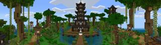 Panorama of the Minecraft Bedrock Marketplace product Japanese Village of Paradise created by BLOCKLAB Studios.