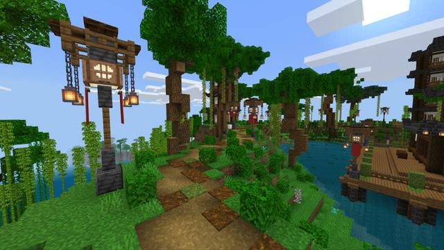 Screenshot of the Minecraft Bedrock Marketplace product Japanese Village of Paradise created by BLOCKLAB Studios.