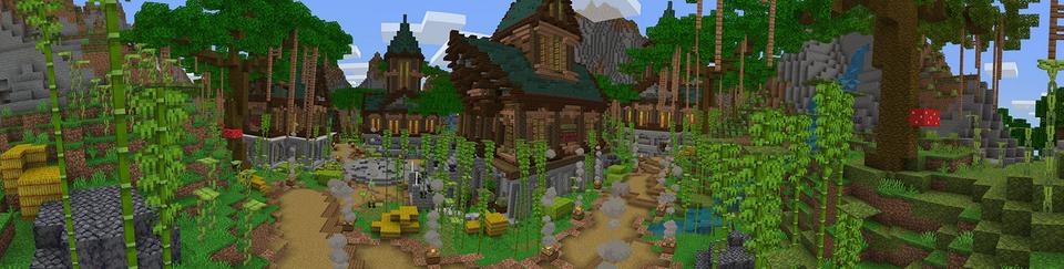 Panorama of the Minecraft Bedrock Marketplace product Jungle Town created by BLOCKLAB Studios.