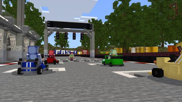 Screenshot of the Minecraft Bedrock Marketplace product Kart Race created by BLOCKLAB Studios.