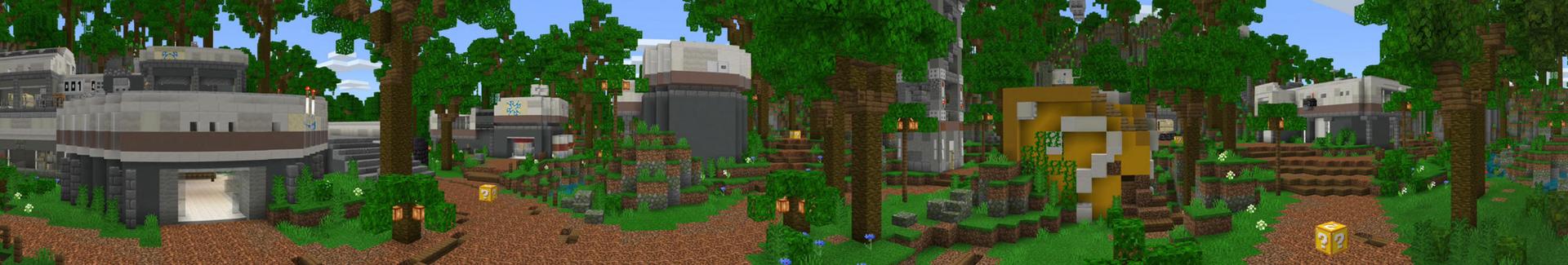 Panorama of the Minecraft Bedrock Marketplace product Lucky Block Expansion created by BLOCKLAB Studios.