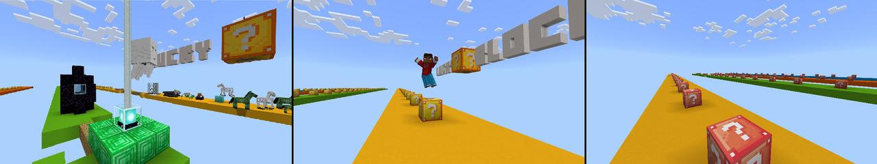 Panorama of the Minecraft Bedrock Marketplace product Lucky Blocks Rush created by BLOCKLAB Studios.
