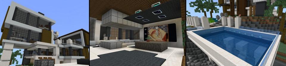 Panorama of the Minecraft Bedrock Marketplace product Luxury Cliffside Mansion created by BLOCKLAB Studios.