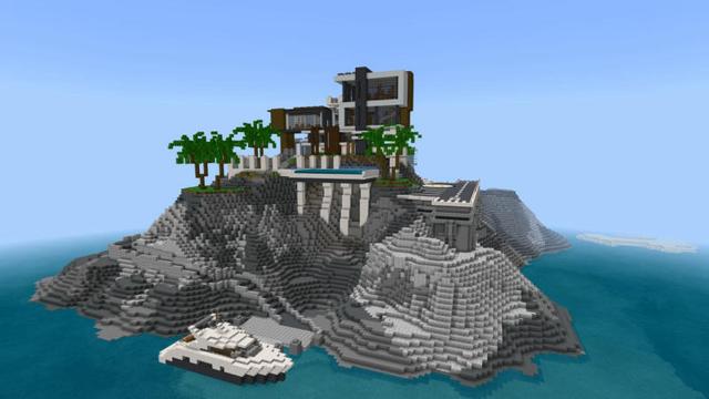 Screenshot of the Minecraft Bedrock Marketplace product Luxury Cliffside Mansion created by BLOCKLAB Studios.