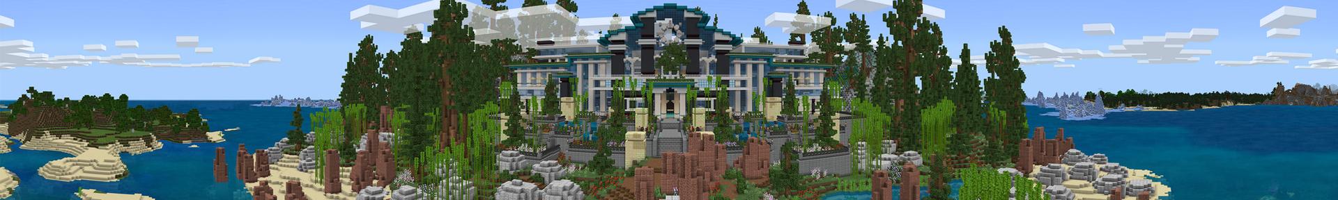 Panorama of the Minecraft Bedrock Marketplace product Luxury Mansion created by BLOCKLAB Studios.