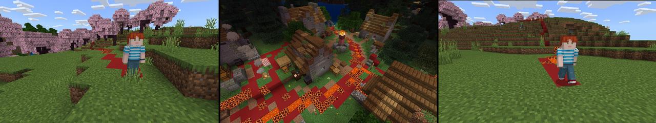 Panorama of the Minecraft Bedrock Marketplace product MC, but It Turns Into Lava created by BLOCKLAB Studios.