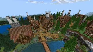 Screenshot of the Minecraft Bedrock Marketplace product Medieval Hole Town created by BLOCKLAB Studios.