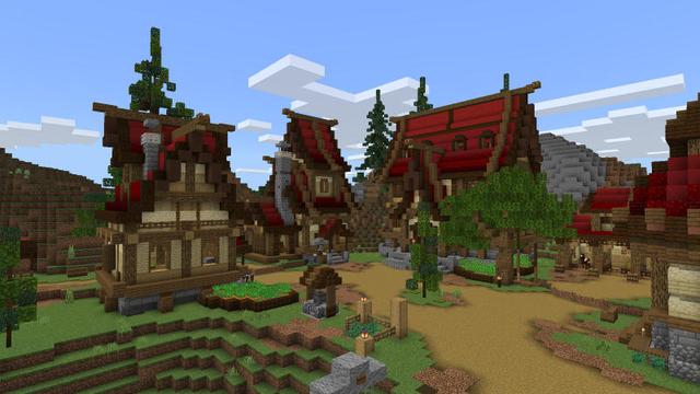 Screenshot of the Minecraft Bedrock Marketplace product Medieval Red Village created by BLOCKLAB Studios.