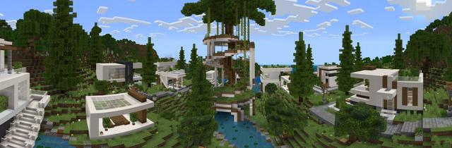 Panorama of the Minecraft Bedrock Marketplace product Millionaire Modern Estate created by BLOCKLAB Studios.