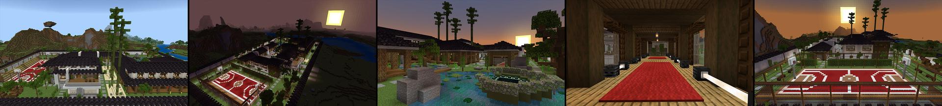 Panorama of the Minecraft Bedrock Marketplace product Modern Japanese Mansion created by BLOCKLAB Studios.