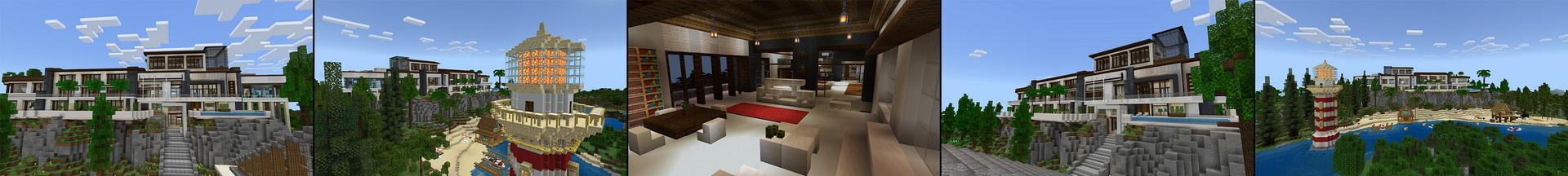 Panorama of the Minecraft Bedrock Marketplace product Modern Millionaire Mansion created by BLOCKLAB Studios.