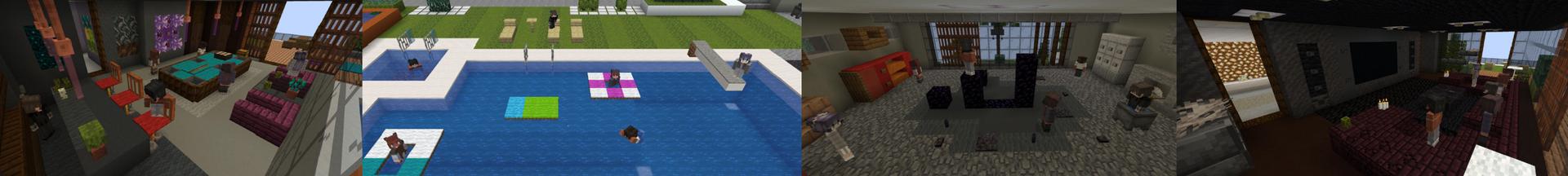 Panorama of the Minecraft Bedrock Marketplace product Modern Mountain Mansion created by BLOCKLAB Studios.