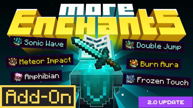 Thumbnail of the Minecraft Bedrock Marketplace product More Enchants Add-On created by BLOCKLAB Studios.