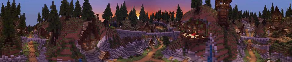 Panorama of the Minecraft Bedrock Marketplace product Mountain Village created by BLOCKLAB Studios.