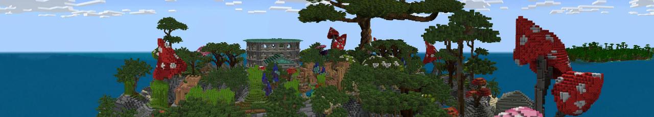 Panorama of the Minecraft Bedrock Marketplace product Mushroom Island created by BLOCKLAB Studios.
