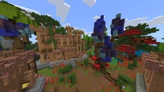 Screenshot of the Minecraft Bedrock Marketplace product Mushroom Island created by BLOCKLAB Studios.