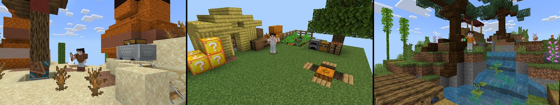 Panorama of the Minecraft Bedrock Marketplace product One Block Lucky Block created by BLOCKLAB Studios.