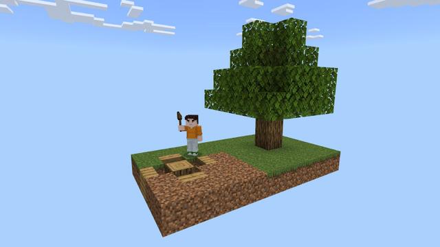 Screenshot of the Minecraft Bedrock Marketplace product One Block Lucky Block created by BLOCKLAB Studios.