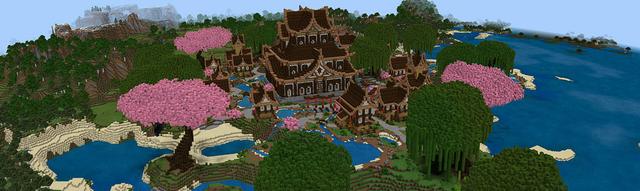 Panorama of the Minecraft Bedrock Marketplace product Peaceful Base created by BLOCKLAB Studios.