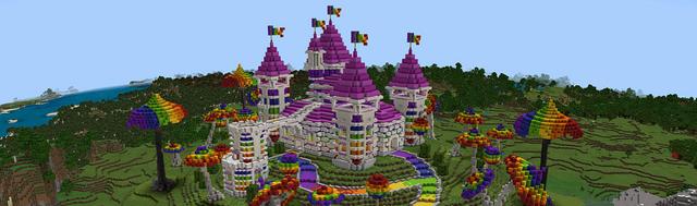 Panorama of the Minecraft Bedrock Marketplace product Rainbow Base created by BLOCKLAB Studios.