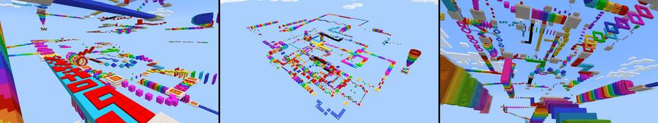 Panorama of the Minecraft Bedrock Marketplace product Rainbow Obstacle Parkour 2 created by BLOCKLAB Studios.