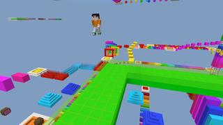 Screenshot of the Minecraft Bedrock Marketplace product Rainbow Obstacle Parkour 2 created by BLOCKLAB Studios.