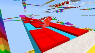 Screenshot of the Minecraft Bedrock Marketplace product Rainbow Obstacle Parkour 2 created by BLOCKLAB Studios.