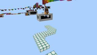 Screenshot of the Minecraft Bedrock Marketplace product Rainbow Obstacle Parkour created by BLOCKLAB Studios.