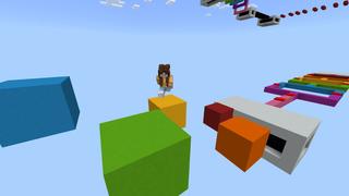 Screenshot of the Minecraft Bedrock Marketplace product Rainbow Obstacle Parkour created by BLOCKLAB Studios.