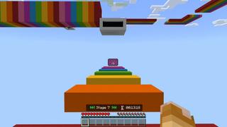 Screenshot of the Minecraft Bedrock Marketplace product Rainbow Obstacle Parkour created by BLOCKLAB Studios.