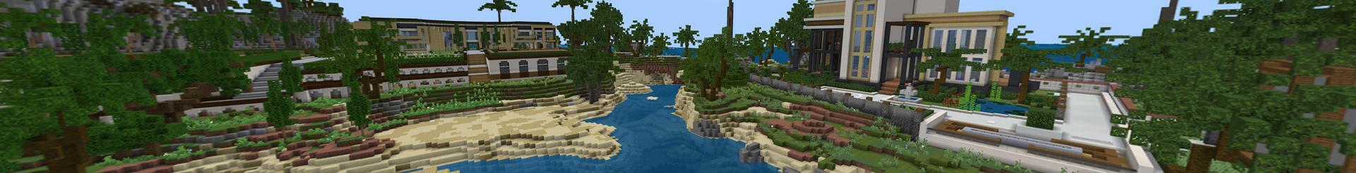 Panorama of the Minecraft Bedrock Marketplace product Rich Islands created by BLOCKLAB Studios.