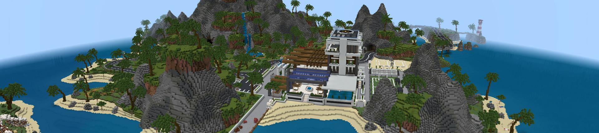 Panorama of the Minecraft Bedrock Marketplace product Rich Villa created by BLOCKLAB Studios.