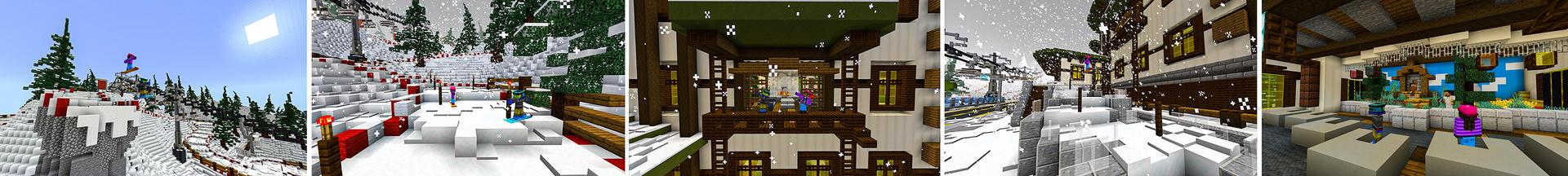 Panorama of the Minecraft Bedrock Marketplace product Snowboards created by BLOCKLAB Studios.
