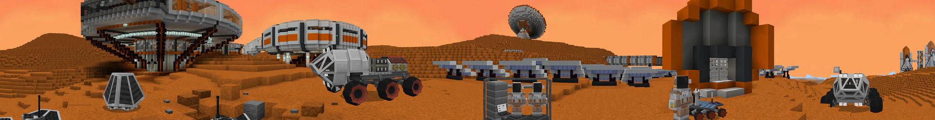 Panorama of the Minecraft Bedrock Marketplace product Space Race - Mars created by BLOCKLAB Studios.