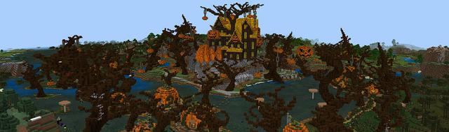 Panorama of the Minecraft Bedrock Marketplace product Spooky Mansion created by BLOCKLAB Studios.