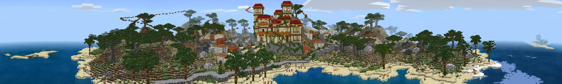 Panorama of the Minecraft Bedrock Marketplace product Sunset Villa created by BLOCKLAB Studios.