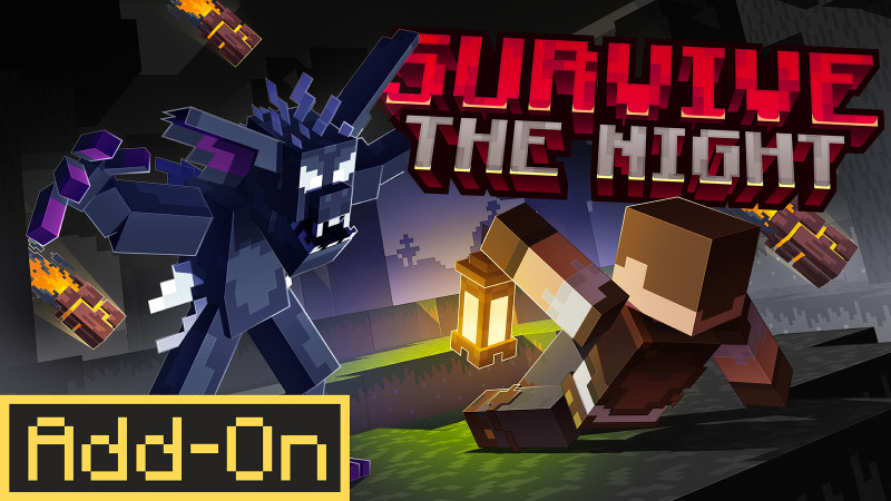 Thumbnail of the Minecraft Bedrock Marketplace product Add-On „Survive the Night“ created by BLOCKLAB Studios.