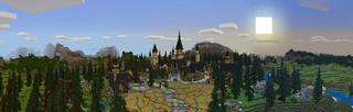 Panorama of the Minecraft Bedrock Marketplace product The Birch Persia Villa created by BLOCKLAB Studios.