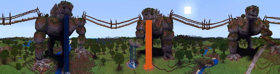 Panorama of the Minecraft Bedrock Marketplace product Titan Town created by BLOCKLAB Studios.