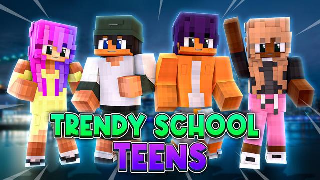 Thumbnail of the Minecraft Bedrock Marketplace product Trendy School Teens created by BLOCKLAB Studios.