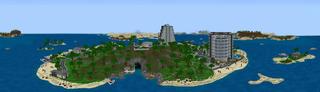 Panorama of the Minecraft Bedrock Marketplace product Tropical Time created by BLOCKLAB Studios.