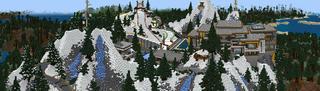 Panorama of the Minecraft Bedrock Marketplace product Winter Billionaire Mansion created by BLOCKLAB Studios.
