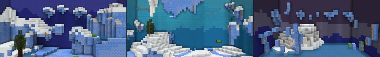 Panorama of the Minecraft Bedrock Marketplace product Winter Grid Parkour created by BLOCKLAB Studios.
