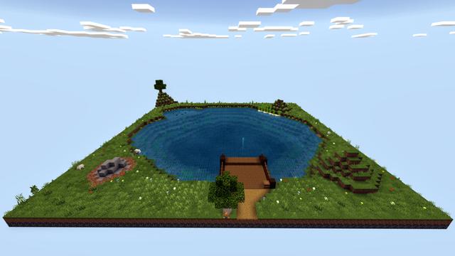 Screenshot of the Minecraft Bedrock Marketplace product Fishing Block created by Blocks First.