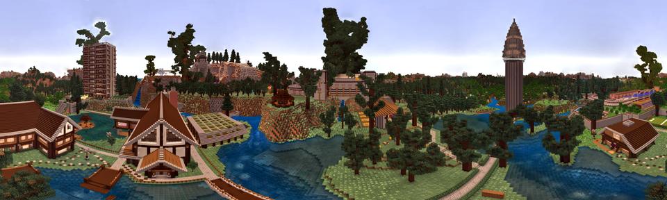 Panorama of the Minecraft Bedrock Marketplace product Origins created by Blocks First.