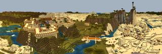 Panorama of the Minecraft Bedrock Marketplace product Terskiahn Hilltop Fort created by Blocks First.