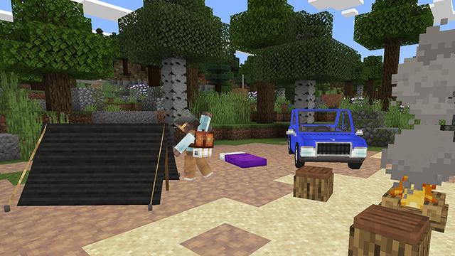 Screenshot of the Minecraft Bedrock Marketplace product Campcraft created by Blockworks.